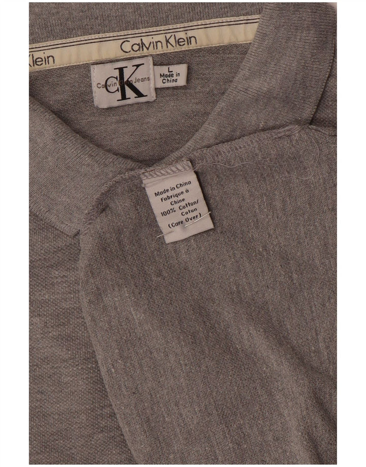 Polo da uomo Calvin Klein grande in cotone grigio