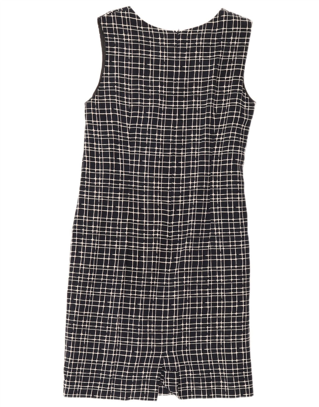 Abito tubino senza maniche da donna Libra UK 14 cotone medio a quadri blu navy