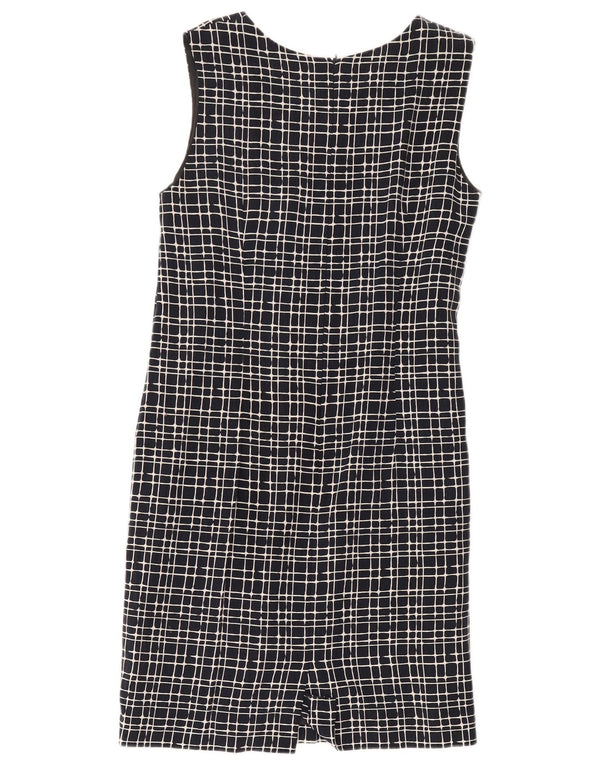 Abito tubino senza maniche da donna Libra UK 14 cotone medio a quadri blu navy