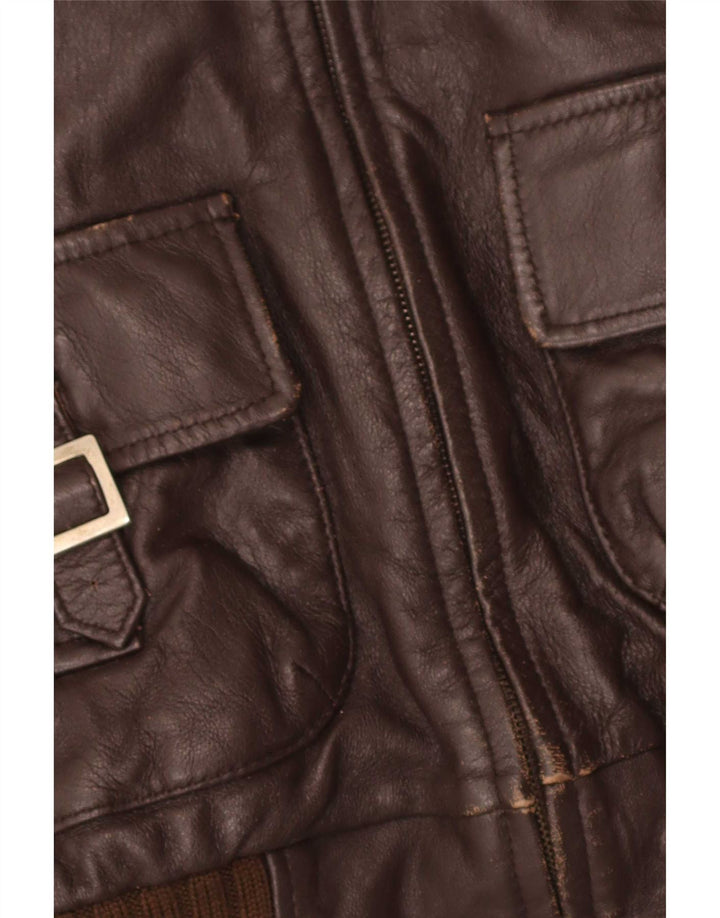 Giacca in pelle vintage da donna IT 44 Marrone medio