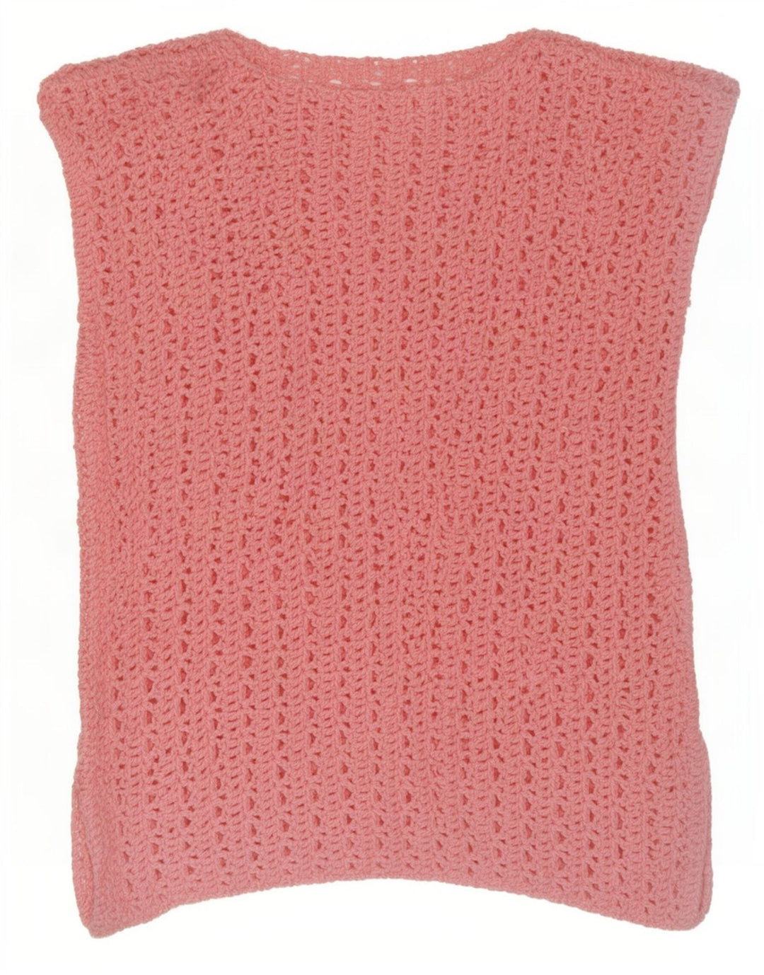 Canottiera vintage da donna all'uncinetto UK 12 rosa medio