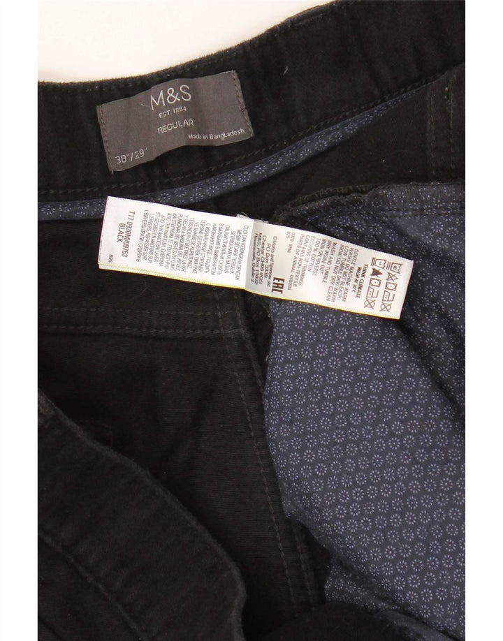 Pantaloni casual vestibilità regolare da uomo Marks & Spencer W38 L29 cotone nero