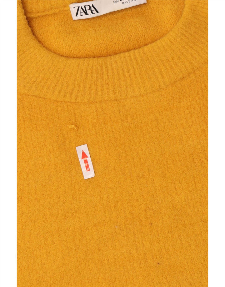 Maglione maglione girocollo da donna Zara UK 14 nylon giallo medio