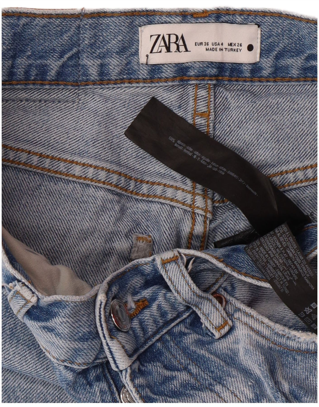 Jeans affusolati invecchiati Zara da donna EU 36 XS W26 L27 Blu cotone Grunge