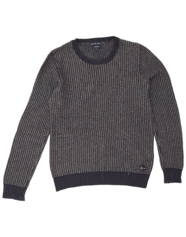 Gant Maglione da uomo girocollo in cotone a righe medie blu navy