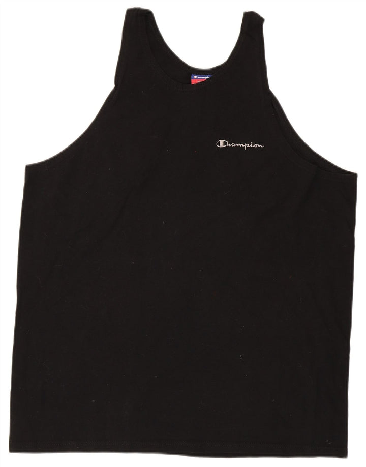CHAMPION Mens Vest Top Large Black Cotton