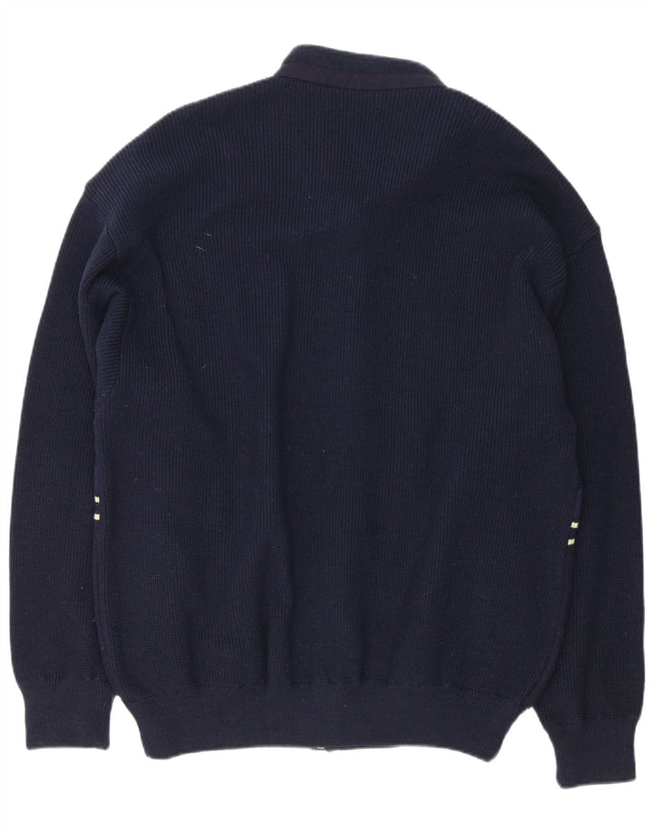 Maglione cardigan da uomo dalla vestibilità regolare Loli Wolf in lana blu navy media