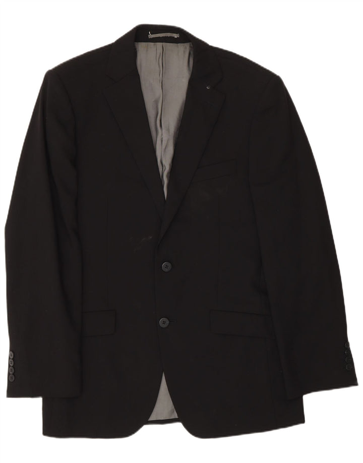 Giacca blazer da uomo a 2 bottoni Pierre Cardin UK 38 lana nera media