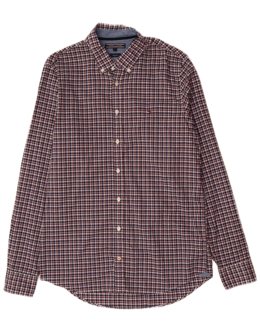 TOMMY HILFIGER Camicia slim fit da uomo in cotone a quadri blu grandi