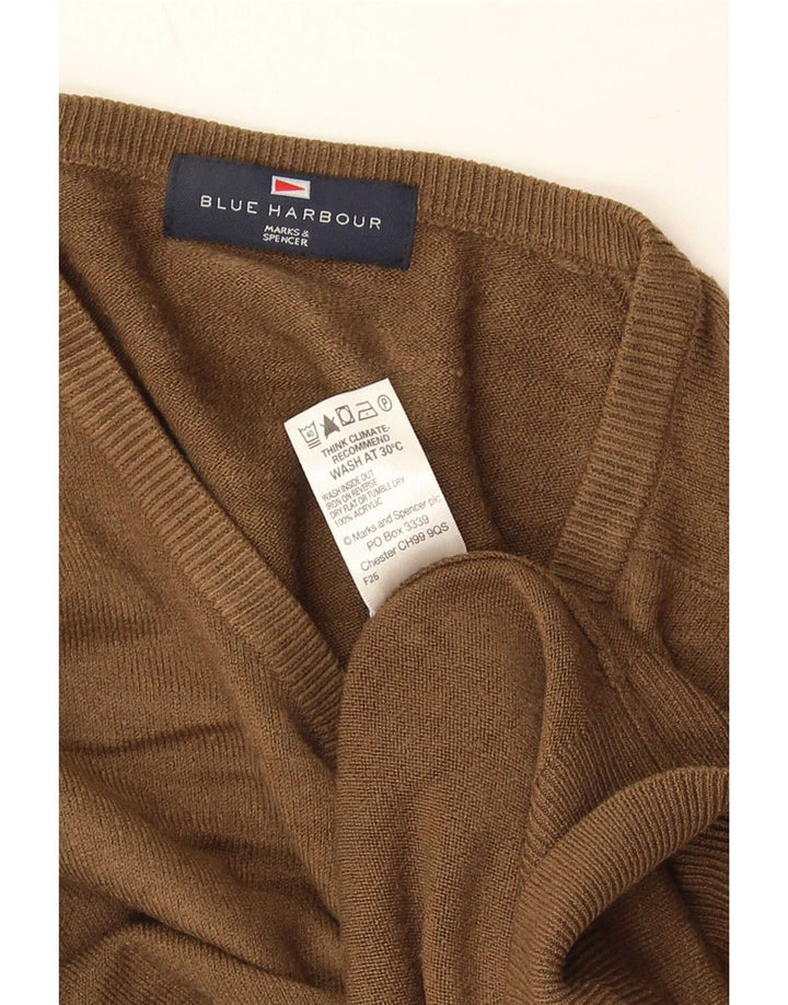 Maglione da uomo Marks & Spencer con scollo a V blu Harbour XL acrilico marrone