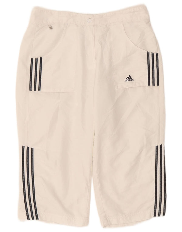 Pantaloni Capri dritti da donna Adidas UK 10 Small W27 L17 Poliestere bianco