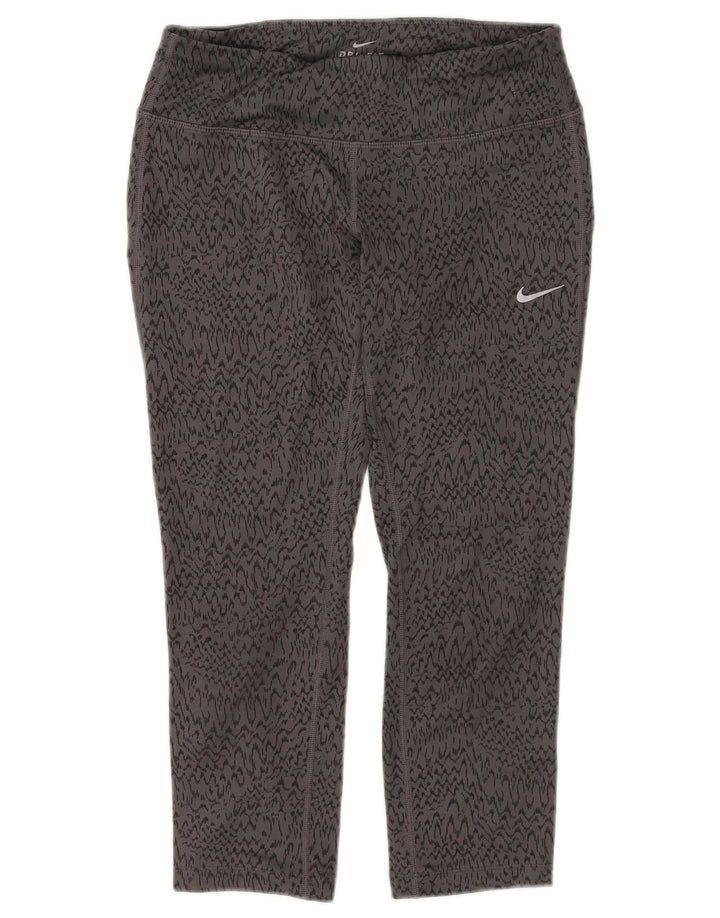 Leggings Capri Dri Fit da donna NIKE UK 8 poliestere con stampa animalier grigio piccolo