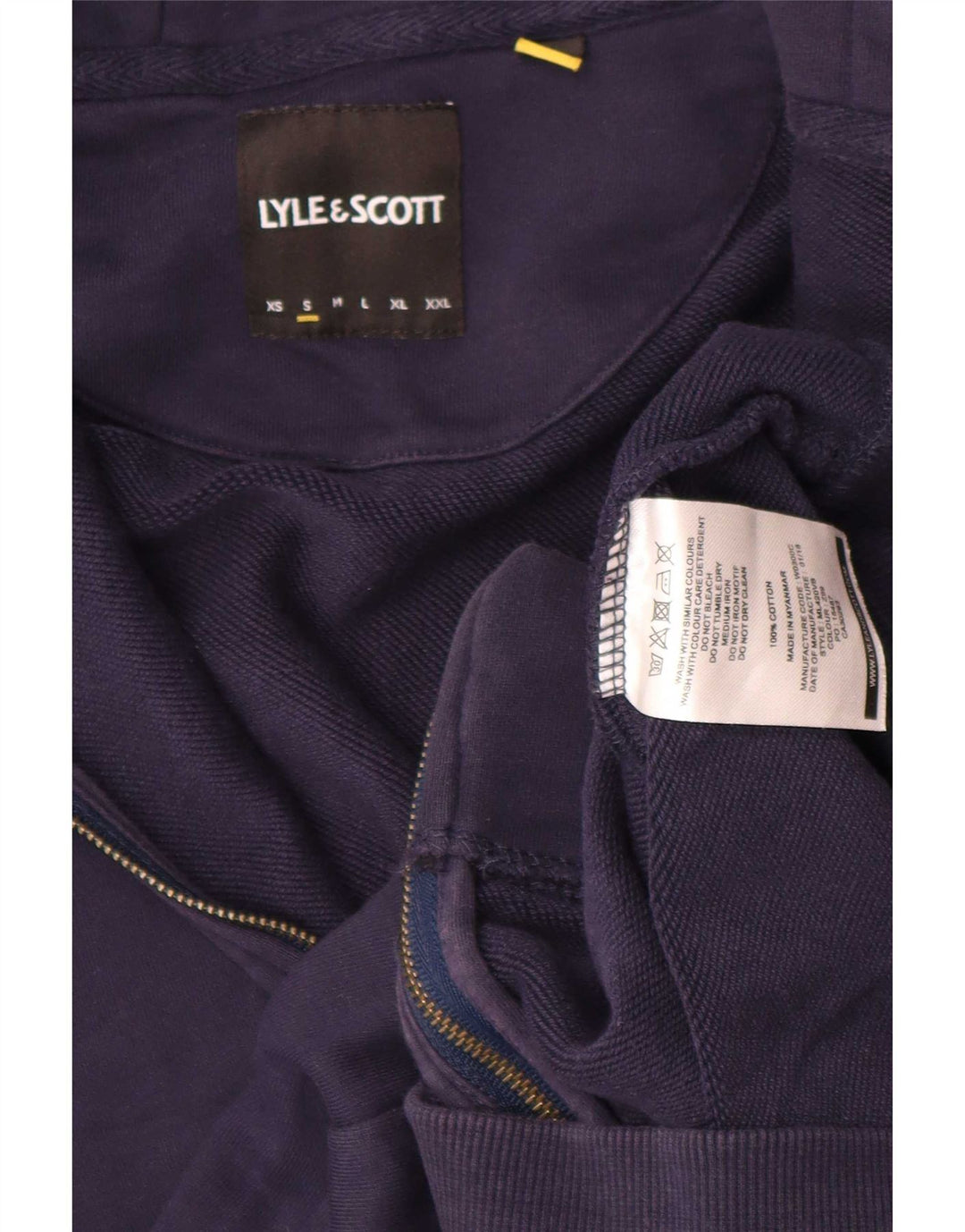 Maglione con cappuccio e zip da uomo Lyle & Scott piccolo in cotone blu navy