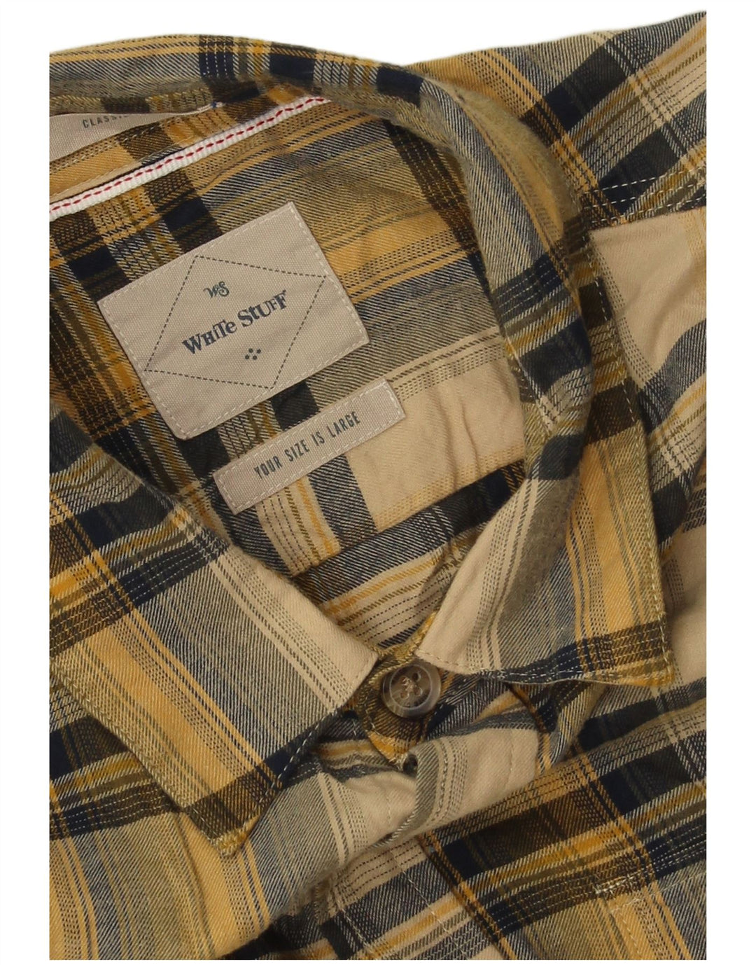Camicia da uomo in flanella di White Stuff, cotone a quadri gialli grandi