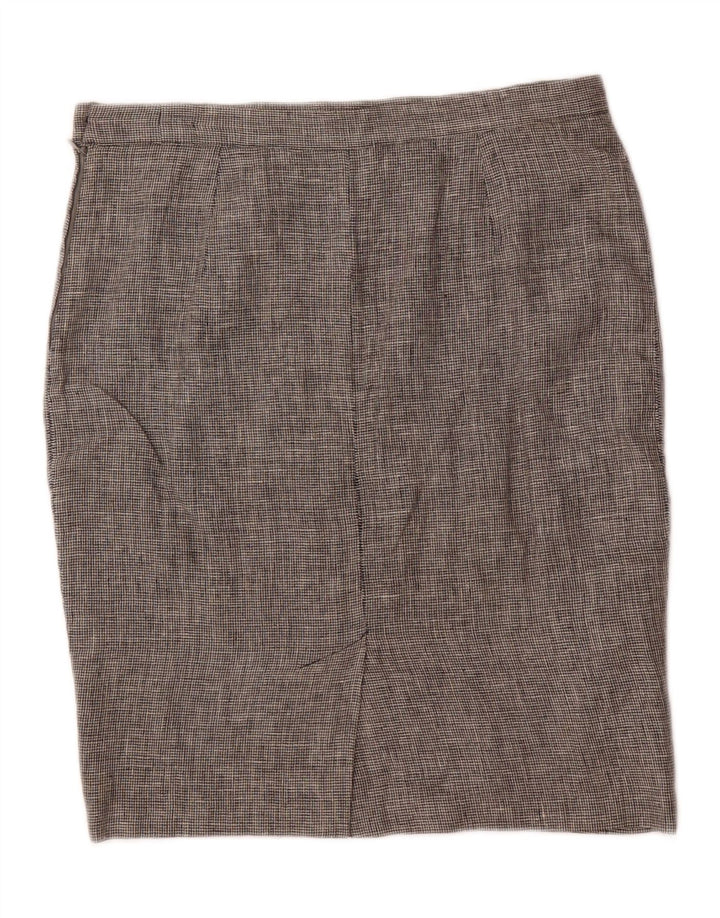 VINTAGE Womens Pencil Skirt UK 12 Medium W32 Grey Houndstooth Linen Vintage Vintage and Second-Hand Vintage from Messina Hembry 