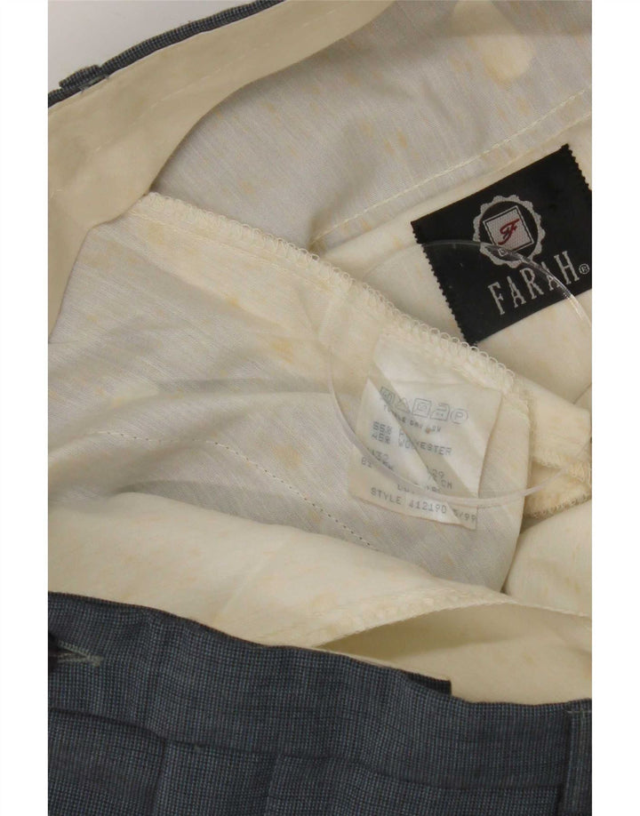 Pantaloni da completo da uomo con pegging Farah W32 L29 poliestere blu