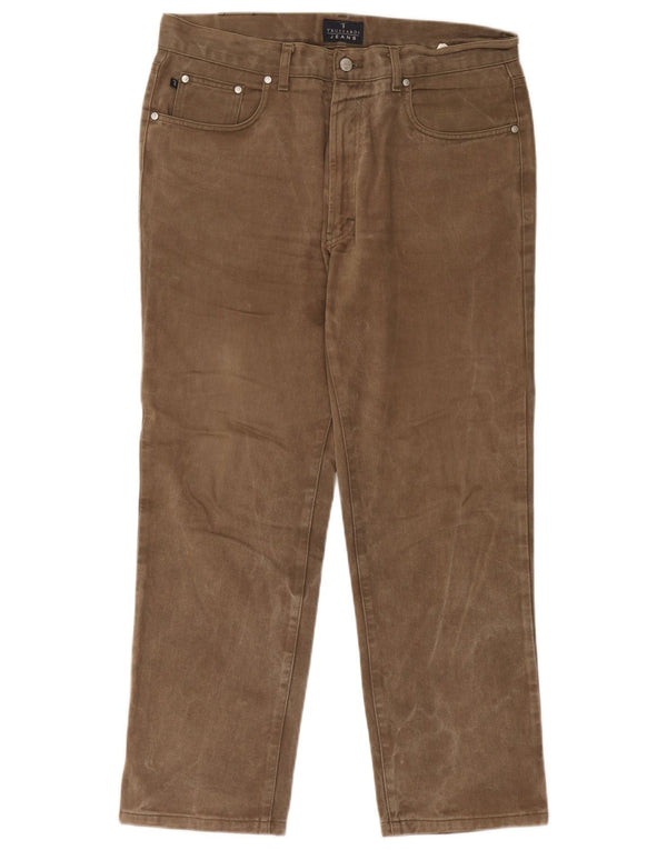 Pantaloni Casual Dritti Uomo Trussardi W38 L29 Cotone Marrone