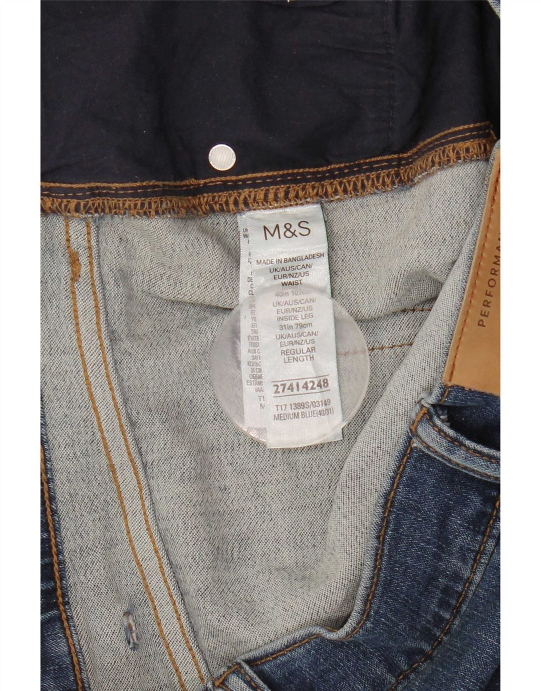 Jeans slim da uomo Marks & Spencer W40 L31 cotone blu