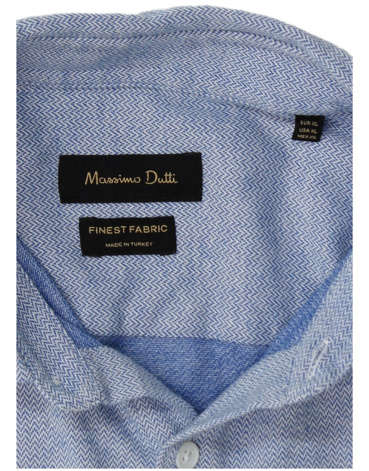 MASSIMO DUTTI Camicia da uomo XL Blu Chevron in cotone