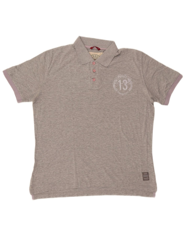 Polo grafica da uomo Carrera XL in cotone chiazzato grigio