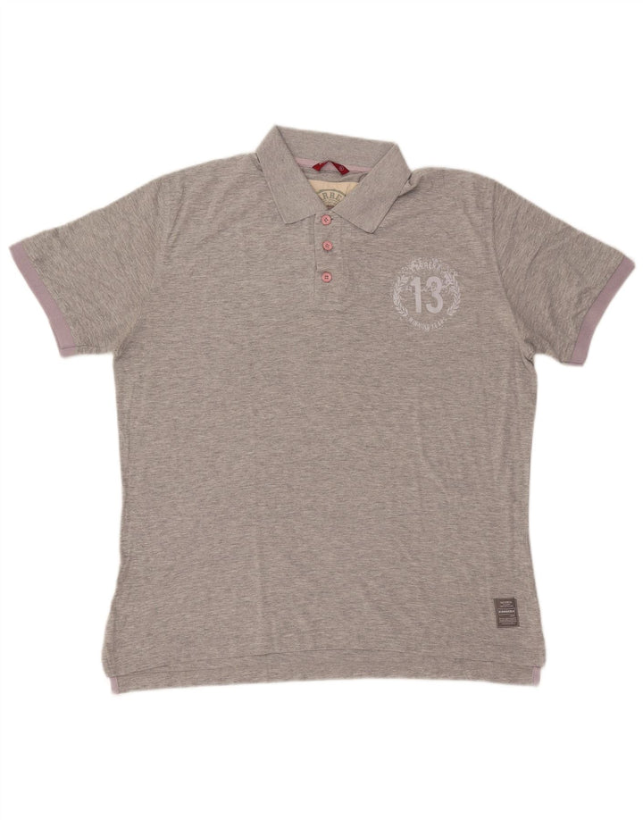 Polo grafica da uomo Carrera XL in cotone chiazzato grigio
