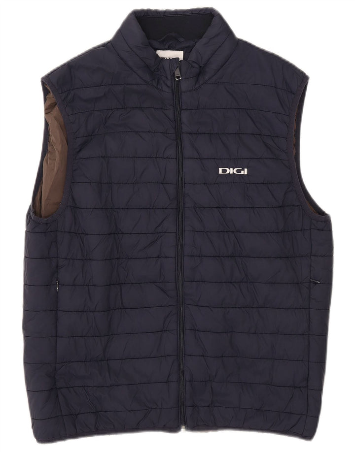 Gilet imbottito da uomo Zara UK 40 grande in poliestere blu navy