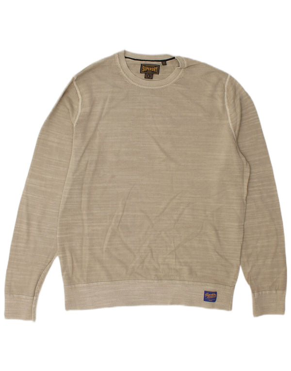 Felpa da uomo Superdry Maglione grande cotone a righe beige