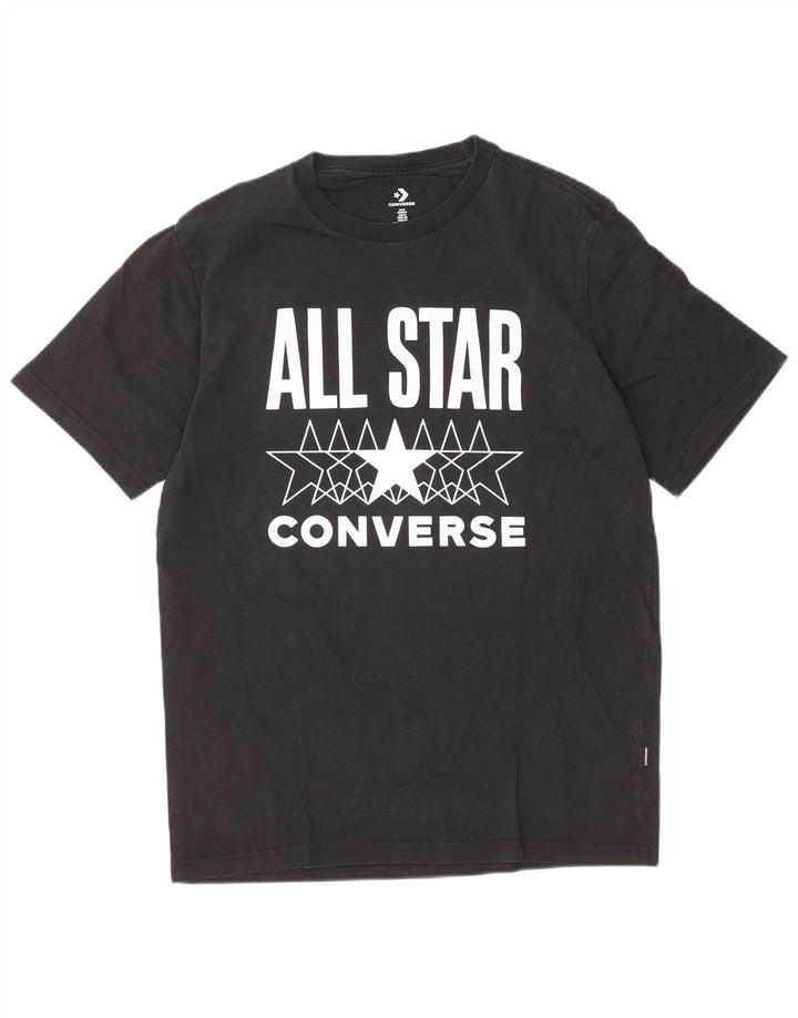 T-shirt grafica da uomo Converse Top piccola in cotone nero
