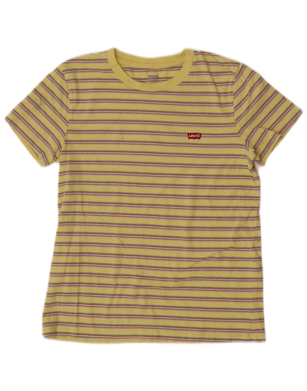 T-shirt da donna Levi's Top UK 2 2XS cotone a righe gialle