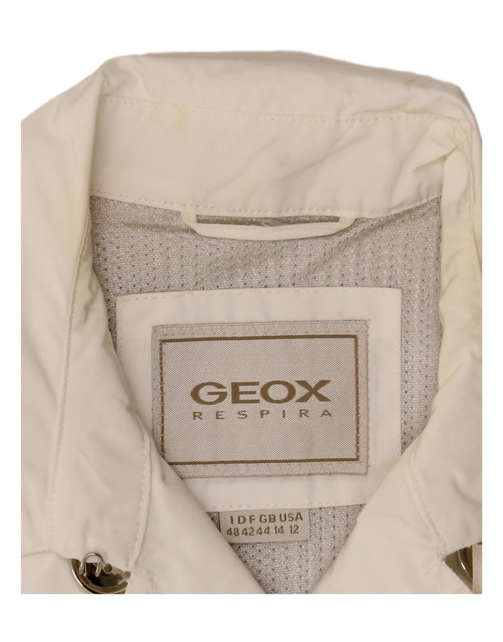 Geox Donna Respira Pea Coat UK 14 Large Bianco Poliestere