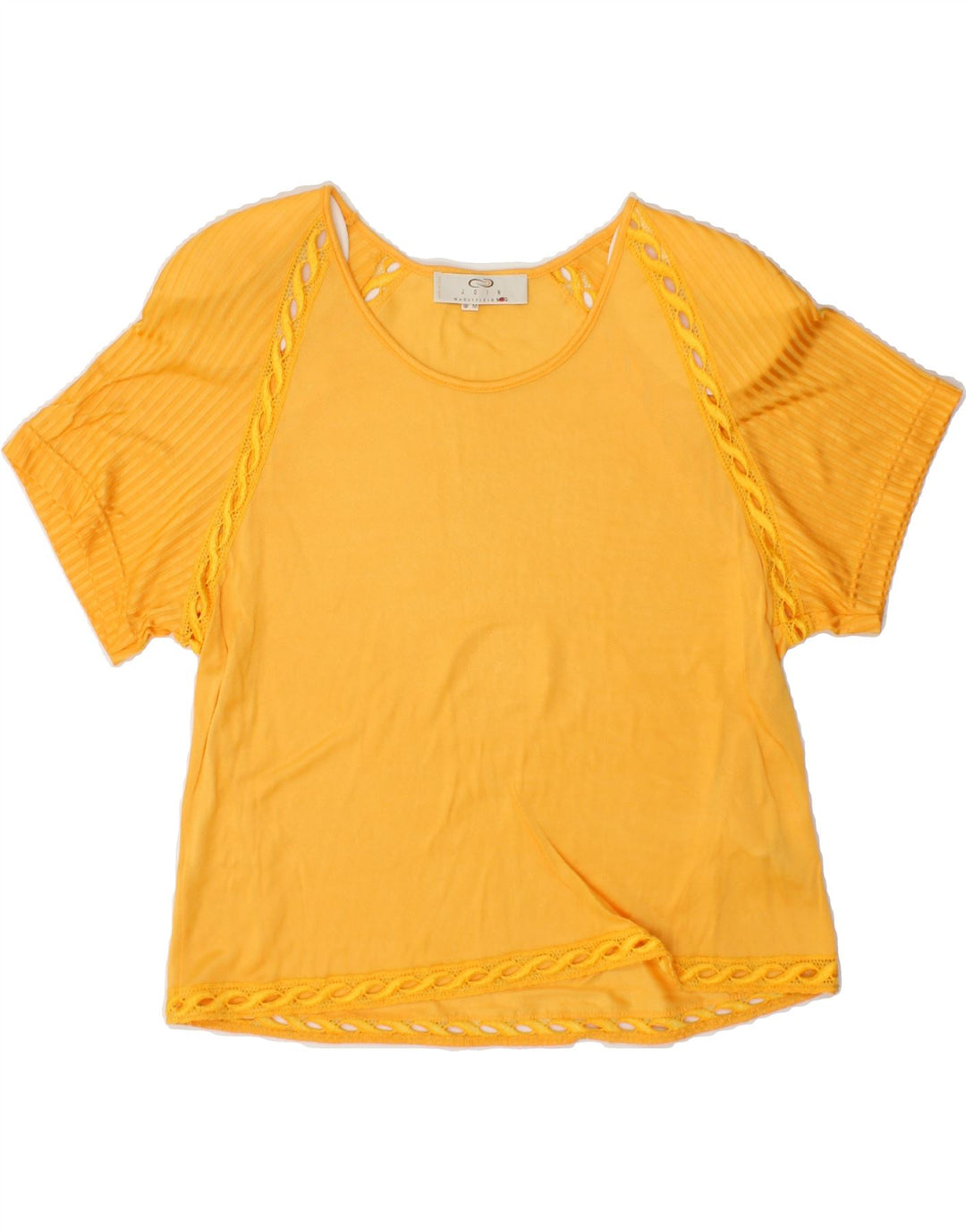 VINTAGE Womens Blouse Top UK 14 Medium Yellow Viscose Vintage Vintage and Second-Hand Vintage from Messina Hembry 