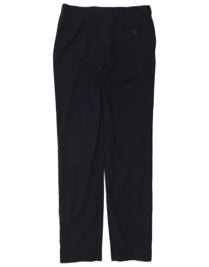 Pantaloni da abito dritti su misura da uomo Marks & Spencer W32 L35 Blu Navy