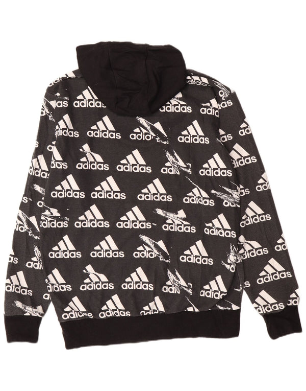 Felpa con cappuccio grafica da uomo Adidas Large in cotone color block grigio