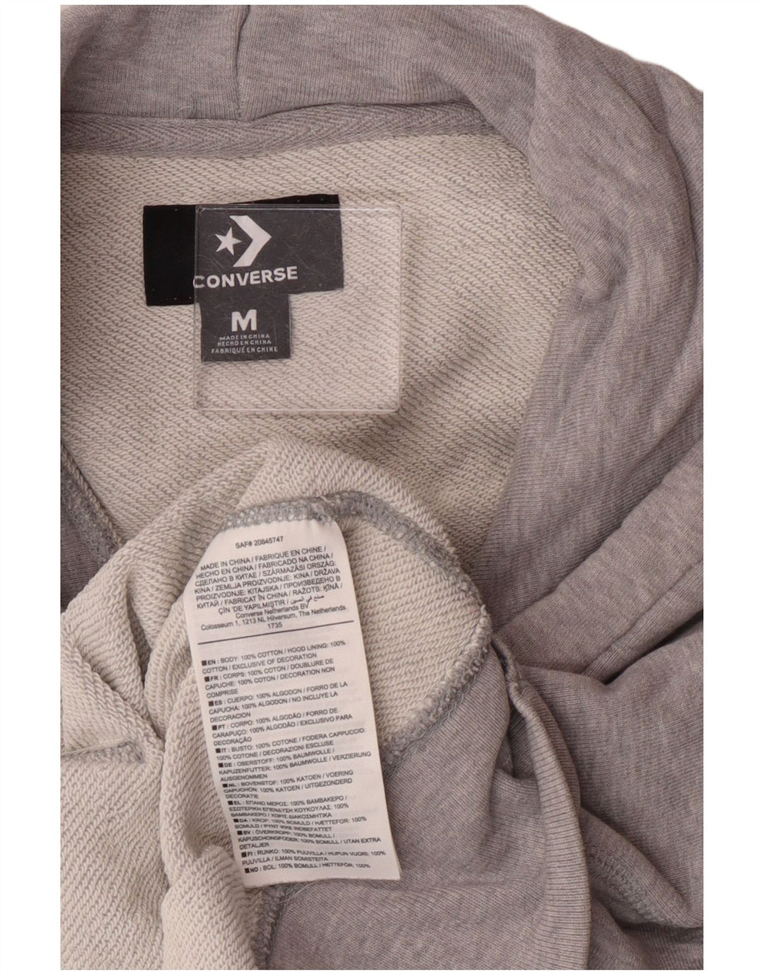 Maglione con cappuccio oversize corto da donna Converse UK 14 Cotone grigio medio