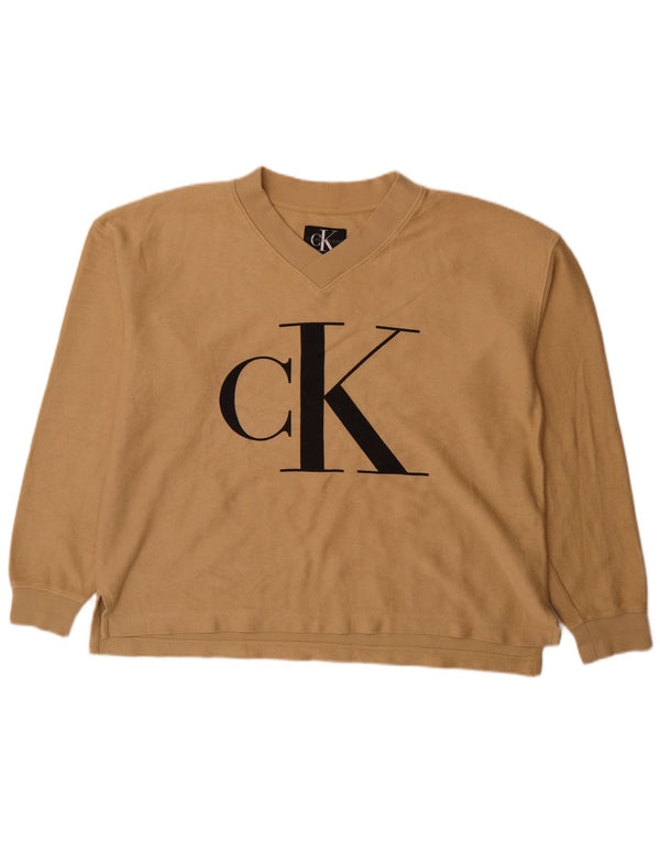Calvin Klein Jeans da uomo vestibilità ampia grafica top manica lunga beige medio
