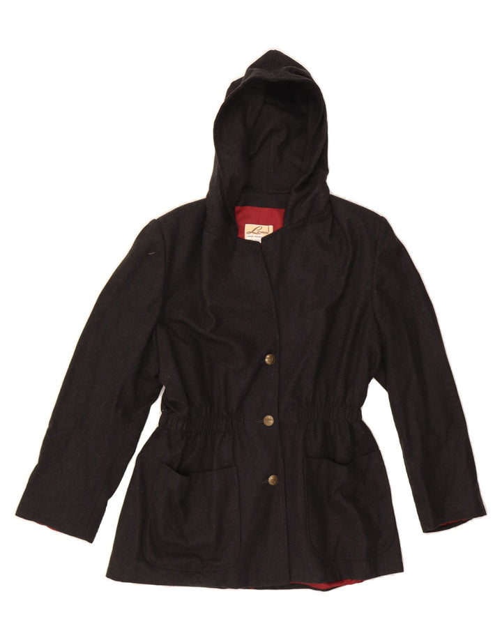 LEMON Womens Hooded Coat IT 46 Large Grey Wool Vintage Lemon and Second-Hand Lemon from Messina Hembry 