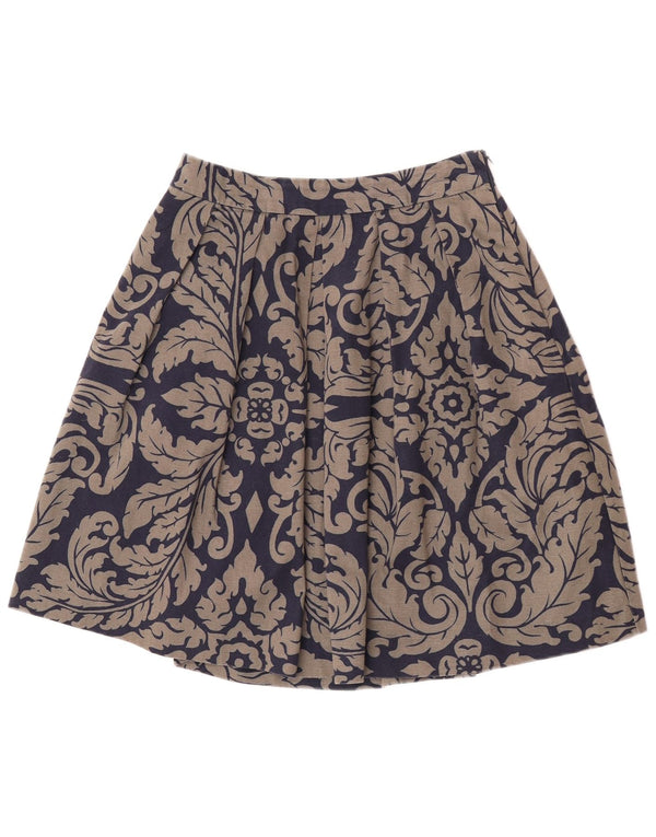 Gonna a trapezio plissettata da donna Boden UK 8 piccola W27 cotone paisley blu navy