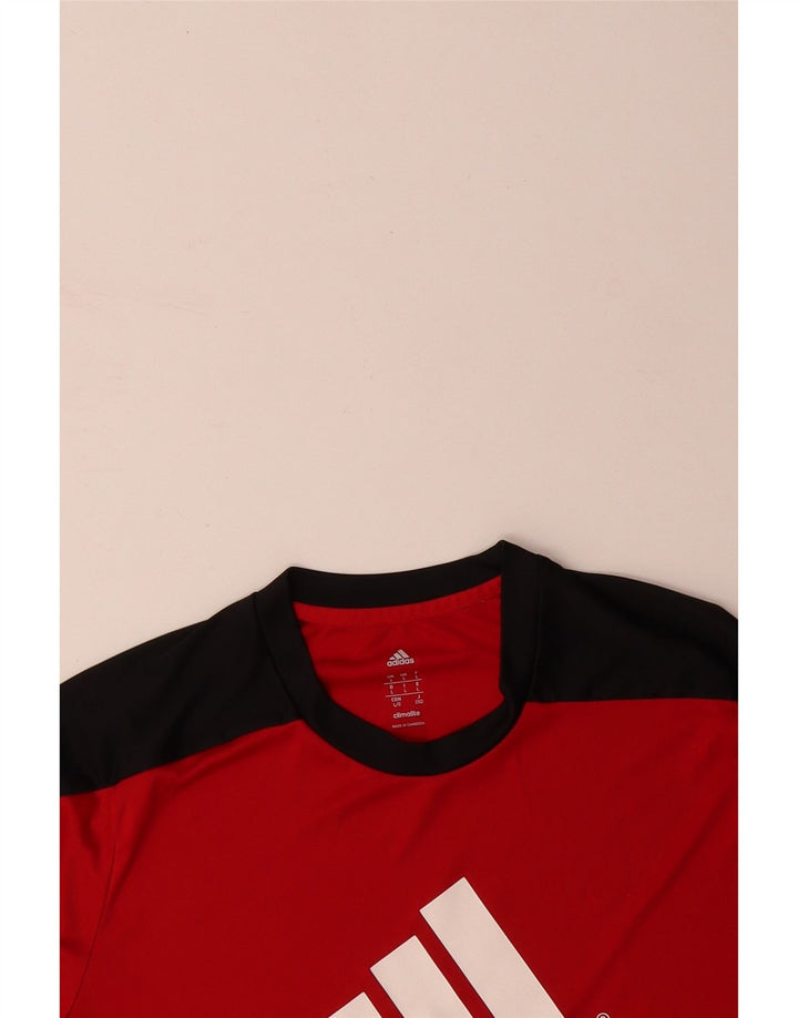 ADIDAS Mens Climalite Graphic T-Shirt Top Large Red Colourblock Polyester