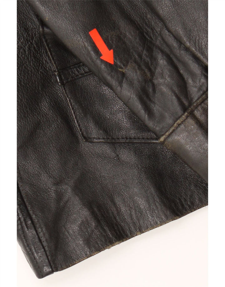 Giacca in pelle vintage da donna UK 14 media nera