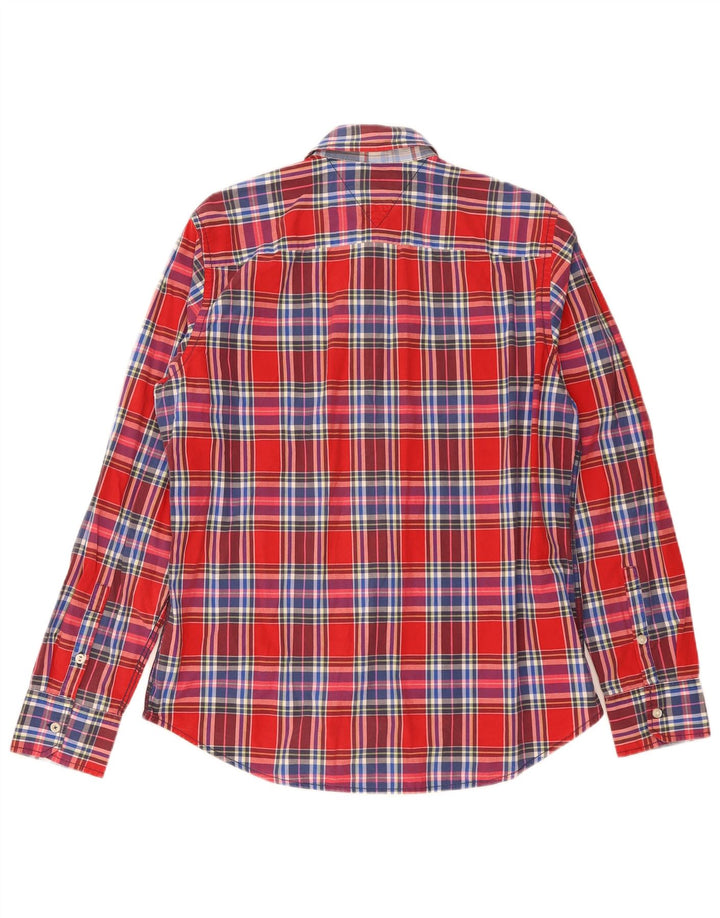 Camicia da uomo Tommy Hilfiger XL in cotone scozzese rosso