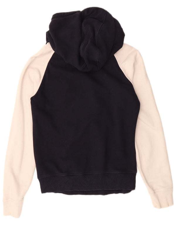 Felpa con cappuccio grafica da donna Adidas UK 10 Small Blu Navy Colourblock