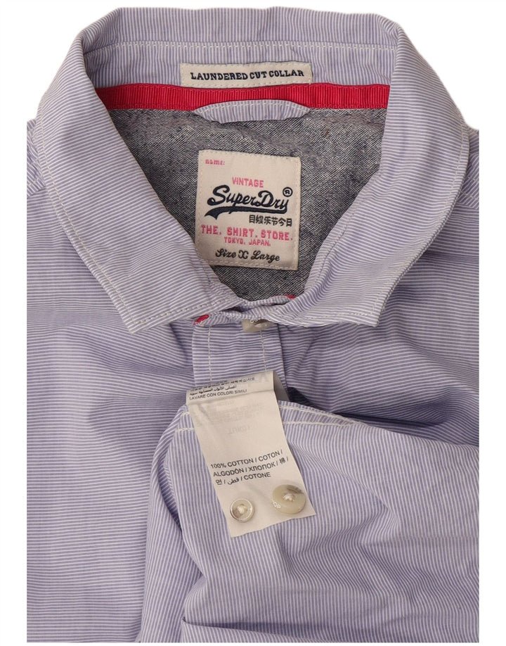Camicia da uomo Superdry XL viola gessato in cotone