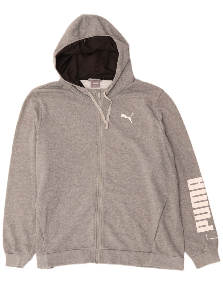 Felpa con cappuccio e zip grafica PUMA da uomo 2XL in cotone grigio