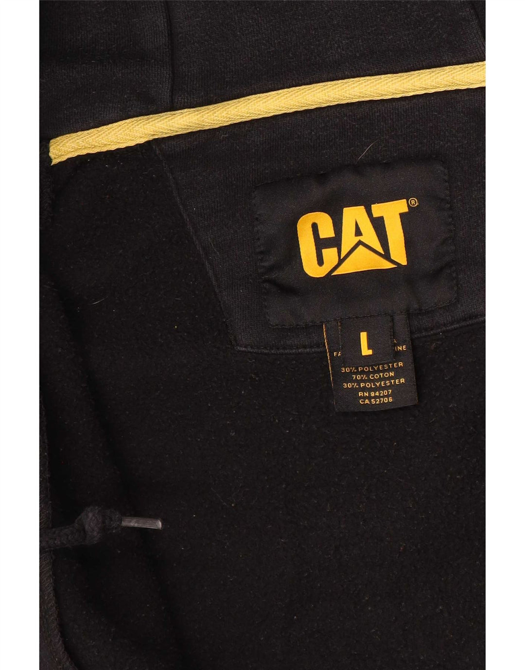 Maglione con cappuccio e zip grafica da uomo CAT grande in cotone nero