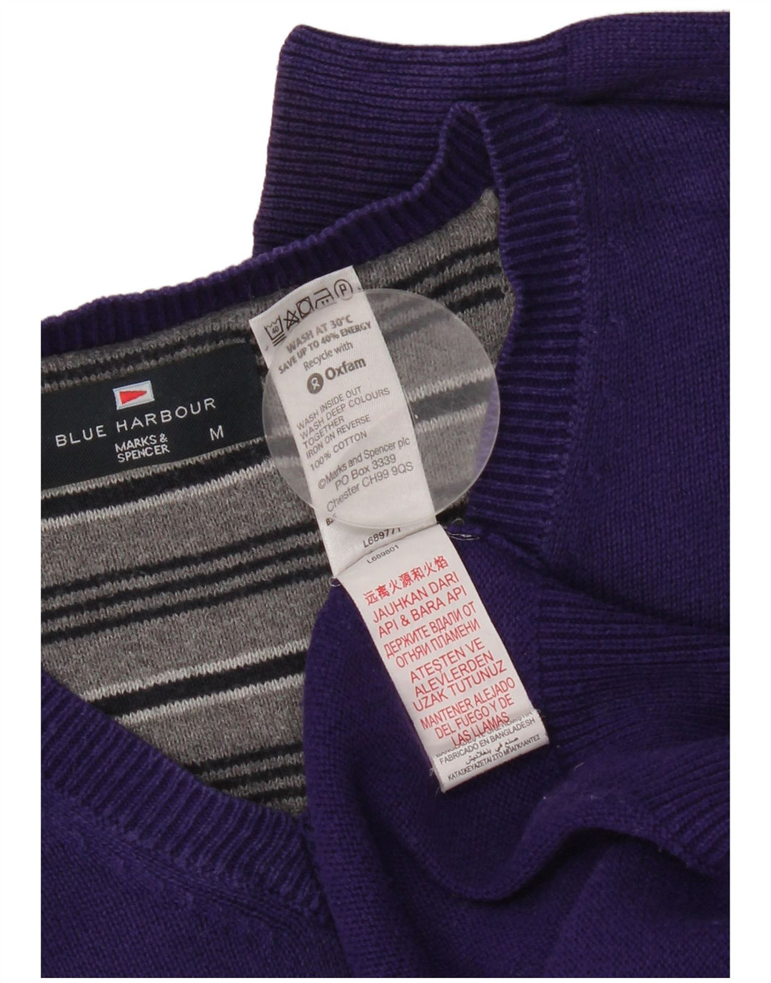 Maglione da uomo con scollo a V blu Harbour Marks & Spencer viola medio