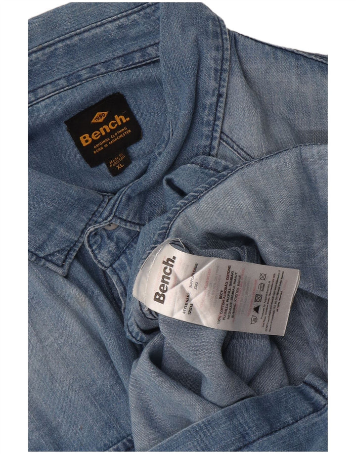 Camicia di jeans da uomo Bench XL in cotone blu