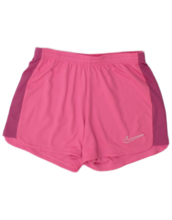 Pantaloncini sportivi Nike Dri Fit da donna UK 10 Small Pink Colourblock in poliestere