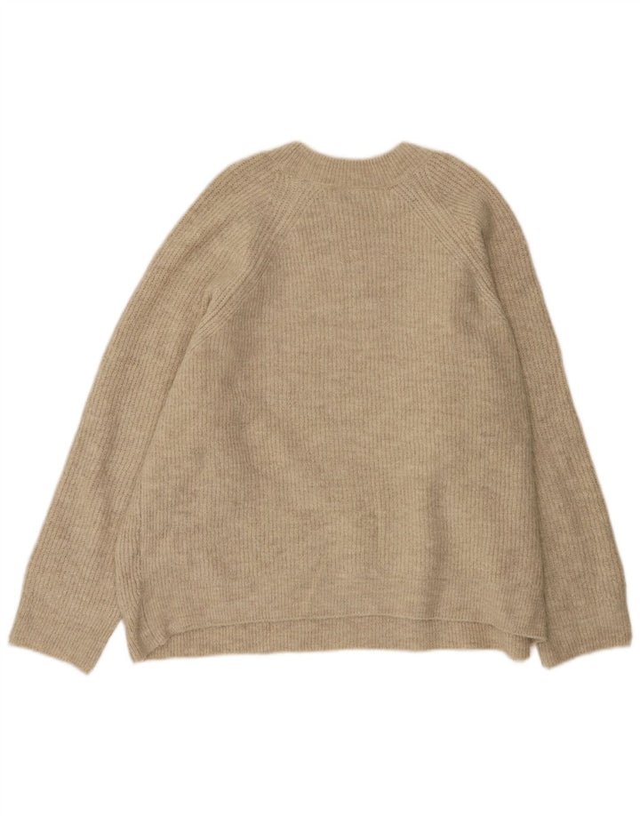 Maglione girocollo oversize da donna Zara UK 14 Acrilico beige medio
