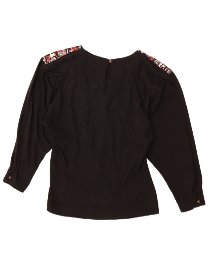 Camicetta a maniche lunghe grafica da donna VINTAGE Top UK 12 Acrilico nero medio