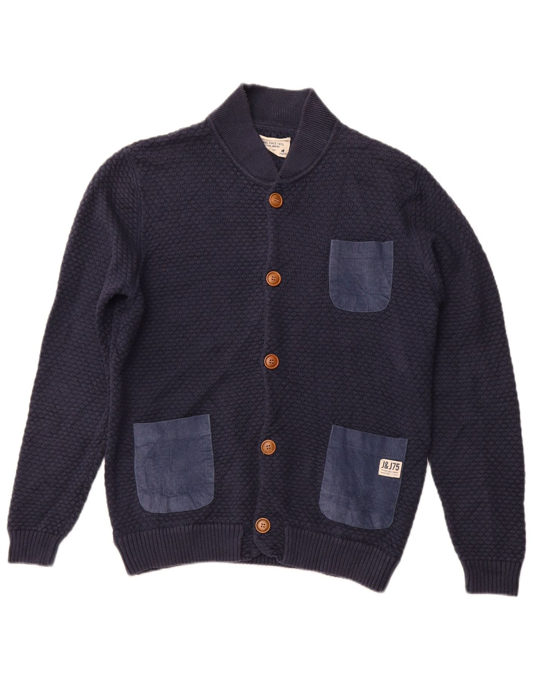 JACK & JONES Maglione cardigan da uomo grande in cotone blu navy